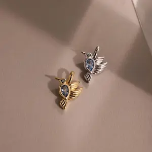 Hummingbird Charm by Caitlyn Minimalist - Dainty Aquamarine Pendant Charm for Necklace & Bracelet - Nature Jewelry - Birthday Gift for Her