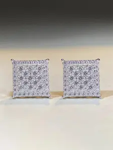 Square Shaped Artificial Zircon Decorated Stud Earrings, Elegant Jewelry for Party, Daily Clothing Decor, Trendy All-match & Exquisite Jewelry for Birthday Gift, High Quality Earrings, Fashionable Earrings