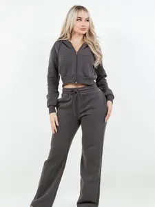 B’Agile Women’s  Cropped Zip-Up Hoodie with Adjustable Drawstring Hood & Spacious Pockets for Casual Wear