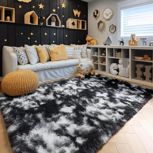 JAKOLIVE Tie-dyed Black white Area Rug Suitable for The Living Room Or Bedroom, Extra Soft Fluffy Plush Area Rug, Perfect for Home Decoration And Providing During Summer with Air Conditioning -Mother's Day Giftl, Best for Christmas