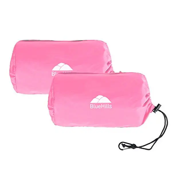 BlueHills Ultra Compact Travel Blanket 2 Pack Large Soft Cozy Portable Blanket for Flight Airplane C206-2PK-Pink