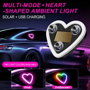 DIYCOM Must Have Car Accessory! Solar Powered Heart Neon Light Multi Mode