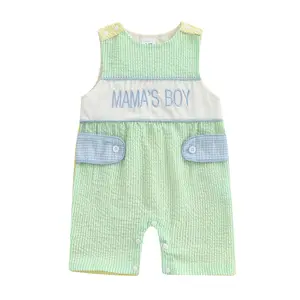 Toddler Infant Mamas Boy Outfit Sleeveless Baby Boy Romper Smocked Jumpsuit  Shortalls Summer Clothes