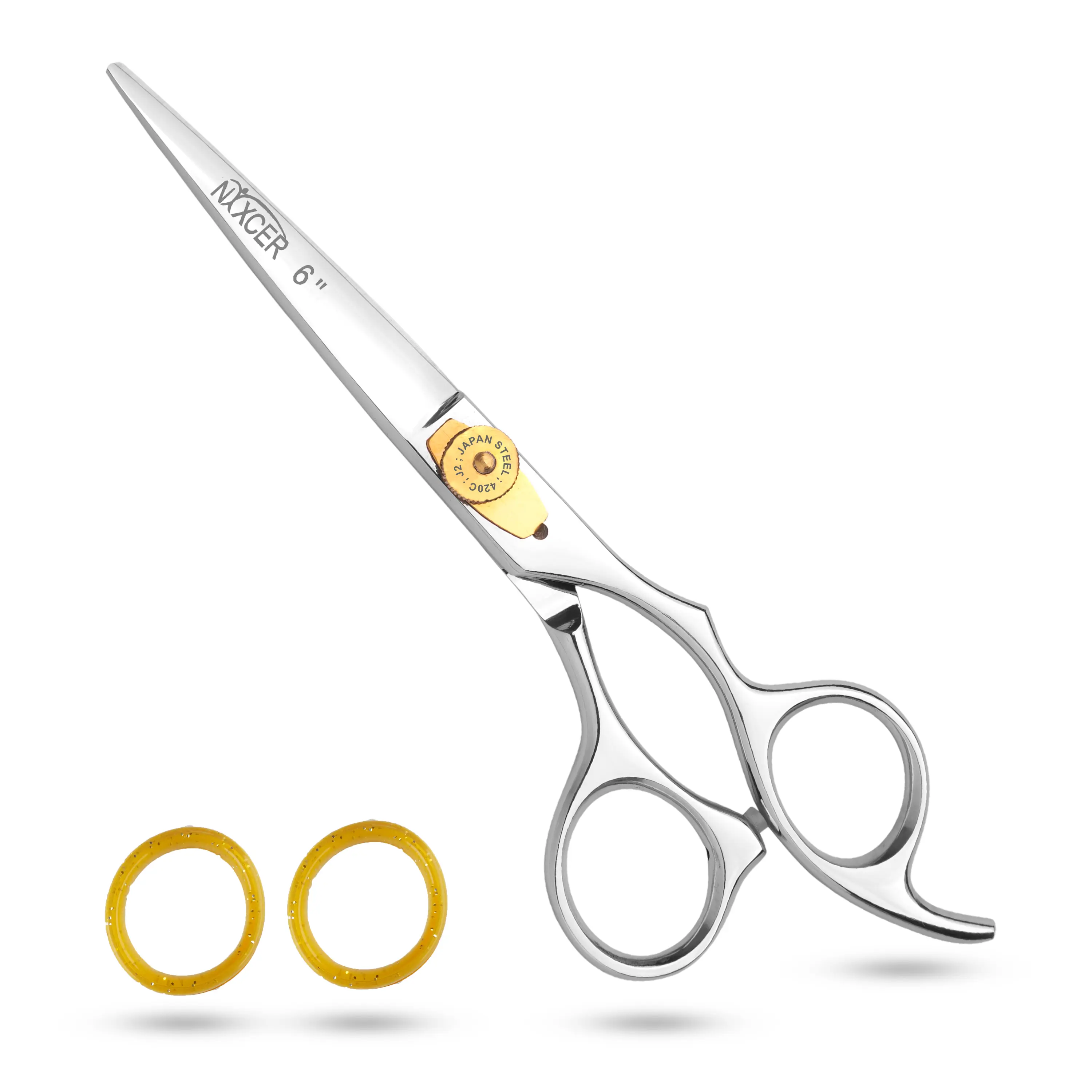 Nixcer Professional Hair Cutting Scissors 6" with Sharp Razor Edge Blade & Fine Adjustment – Stainless Steel Shears for Men, Women, and Babies, Black