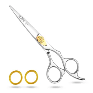 Nixcer Professional Hair Cutting Scissors 6" with Sharp Razor Edge Blade & Fine Adjustment – Stainless Steel Shears for Men, Women, and Babies, Black
