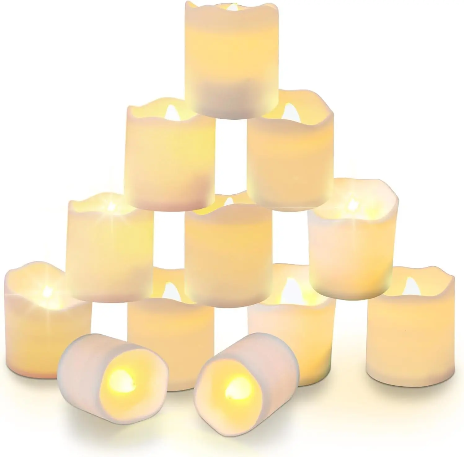 24-Pack Flameless LED Tea Light Candles, Battery-Operated Flickering Decorative Atmosphere Lighting with Batteries, Elegant Lighting for Camping, Christmas Wedding Decor