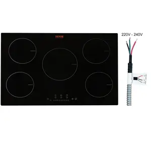 fathersdaygift VEVOR Electric Cooktop, 5 Burners, 30'' Induction Stove Top, Built-in Magnetic Cooktop 9200W, 9 Heating Level Multifunctional Burner, LED Touch Screen w/ Child Lock Over-Temperature Protection