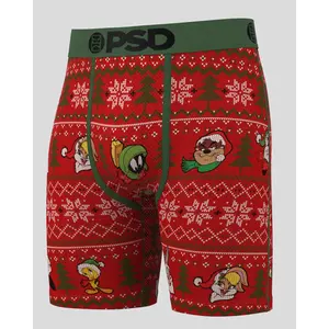 PSD Men's Looney Tunes Jolly Sweater Boxer Brief - Standard Length 7 Inch Inseam, Soft and Breathable Poly Blend Fabric