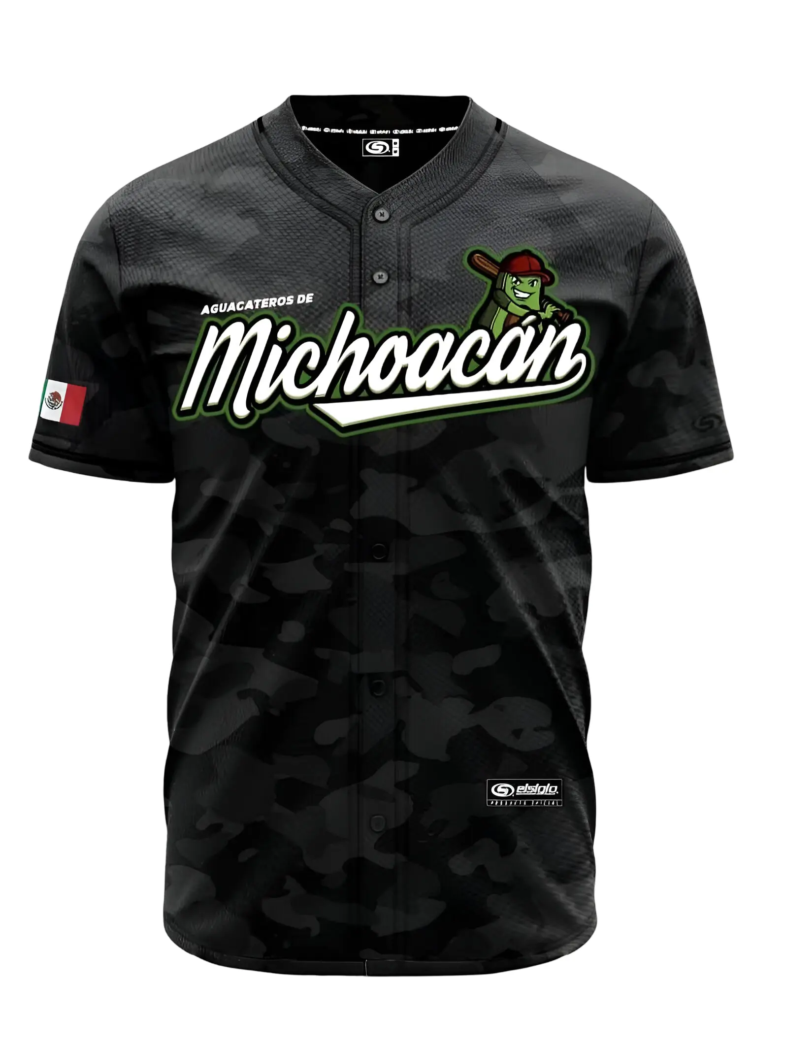 Michoacán Jersey (2.0 BLACK) - Camouflage Momias De Guanajuato Blue Fitted Jersey, Unisex, Machine Washable, Breathable Design, Striking "MEXICO" Print