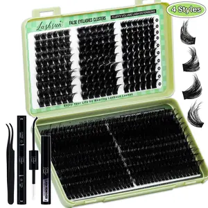 540Pcs D Curl 4 styles 10-18mm/14-22mm Mixed Length Volume & 3D Effect DIY Eyelash Extensions Individual Lashes Kit Soft And Comfortable False Eyelashes Long-Lasting Lashes Kit With Lash Bond&Seal Lash Remover And Tweezers Eyelash At Home For Daily Life