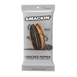 SMACKIN' Cracked Pepper Flavored Sunflower Seeds - Lower Sodium, Bold Flavor, Healthy Snacks - USA Made
