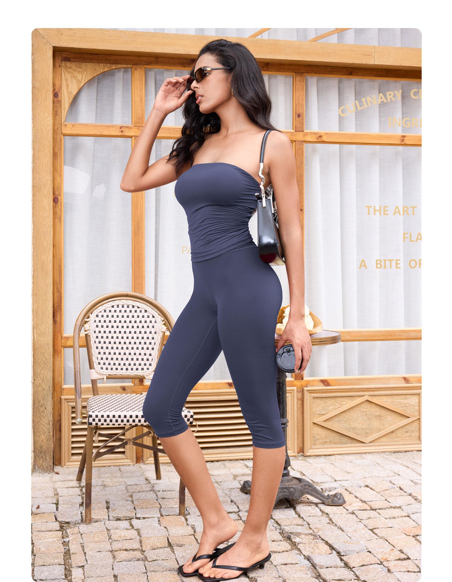 YEOREO Women's 17" High Waisted Workout Capri Leggings - No Front Seam, Hidden Scrunch, Everyday Active for Gym Yoga - Summer Finds, Soho Chic