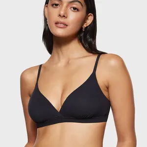 INLYRIC Women's Inbarely Triangle Bralette Comfortable Unlined V Neck Wireless Smoothing Bra Top Stretch