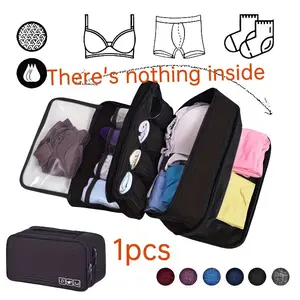 Portable Travel Underwear Storage Bag, Lightweight Zipper Organizer, 6 Colors, Multi-Layer Design for Bras, Socks, Lingerie, Foldable Laundry Bag, Travel Organizer Bags