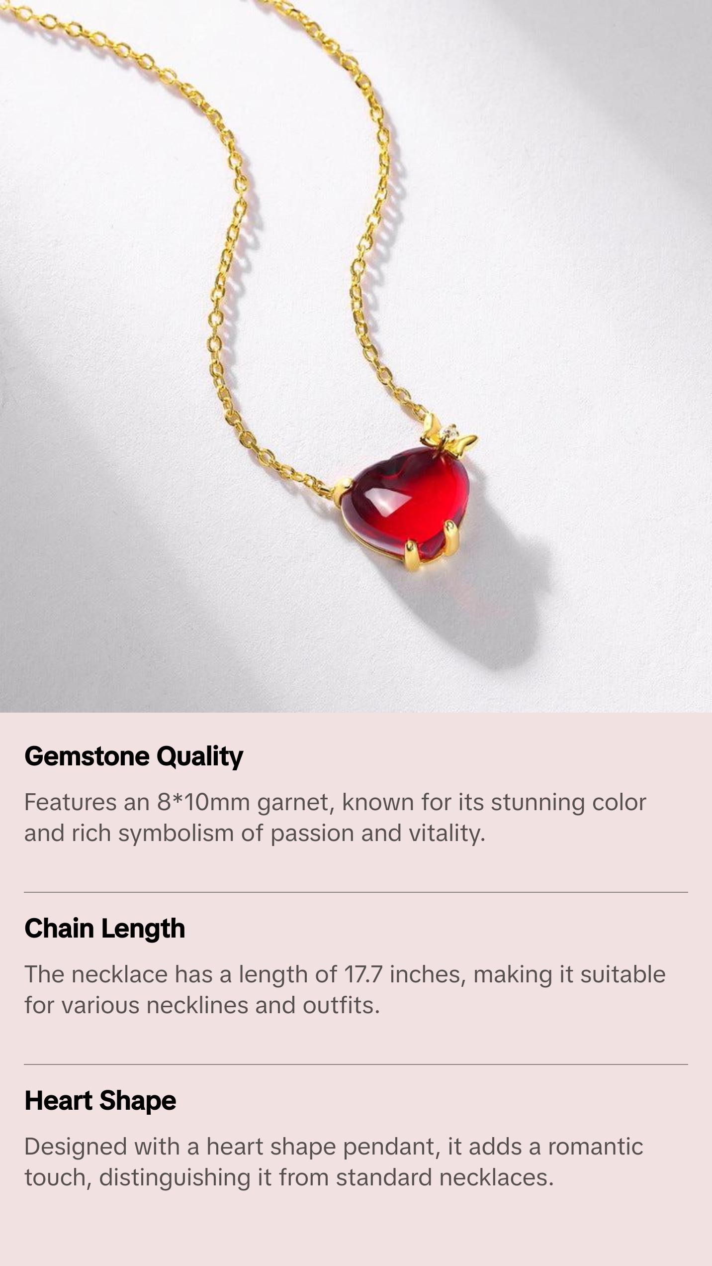 Garnet Heart Pendant Necklace