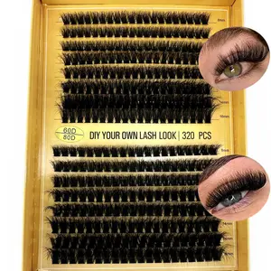 8-16mm D Curl Design DIY False Eyelash Set, 320pcs Mixed Length Russian Roll Lashes, Reusable Volume Eyelashes, Recyclable Material