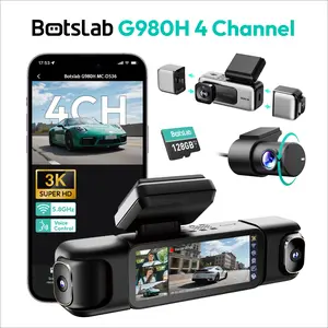 【FathersDayGift】Botslab 3K 4 Channel Dash Cam with 3.18” Touch Screen, 24/7 Parking Mode, Built-in GPS, 5.8G WiFi, Night Vision, Voice Control, 128GB Card, Rear Camera Monitor Touchscreen Dash Cam Car Dvr