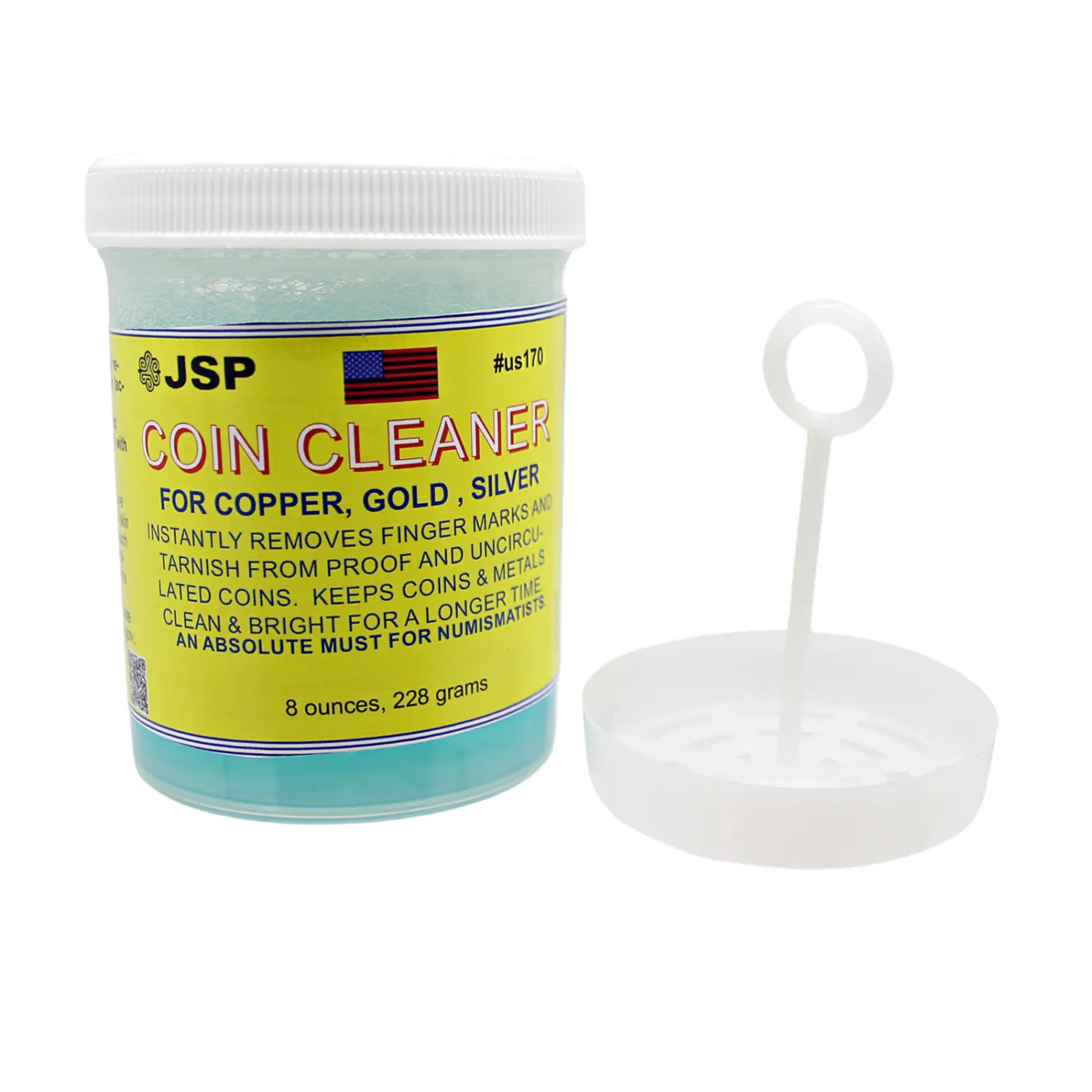 JSP Scent-Free All-Purpose Coin Cleaner, 8 oz (0-500 ml) Jar, Household Items & Cleaning Products for Silver-Gold-Copper, Instant Tarnish & Finger Marks Gone, Safe on Silver, Long-Lasting Shine