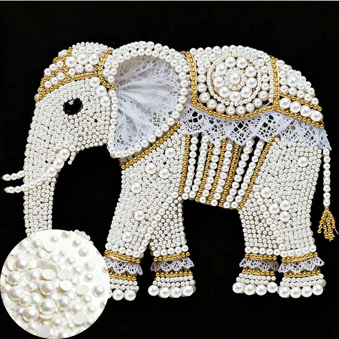 New Pearl Painting Kit Elephant Pattern Diamond Drawing Set, 5D DIY Pearl Shape Diamond Art Handicraft for Home Living Room Bedroom Decor, DIY Craft Kit
