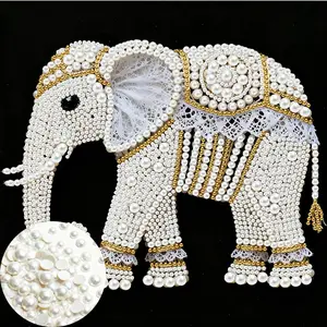 New Pearl Painting Kit Elephant Pattern Diamond Drawing Set, 5D DIY Pearl Shape Diamond Art for Home Living Room Bedroom Decor, DIY Craft Kit