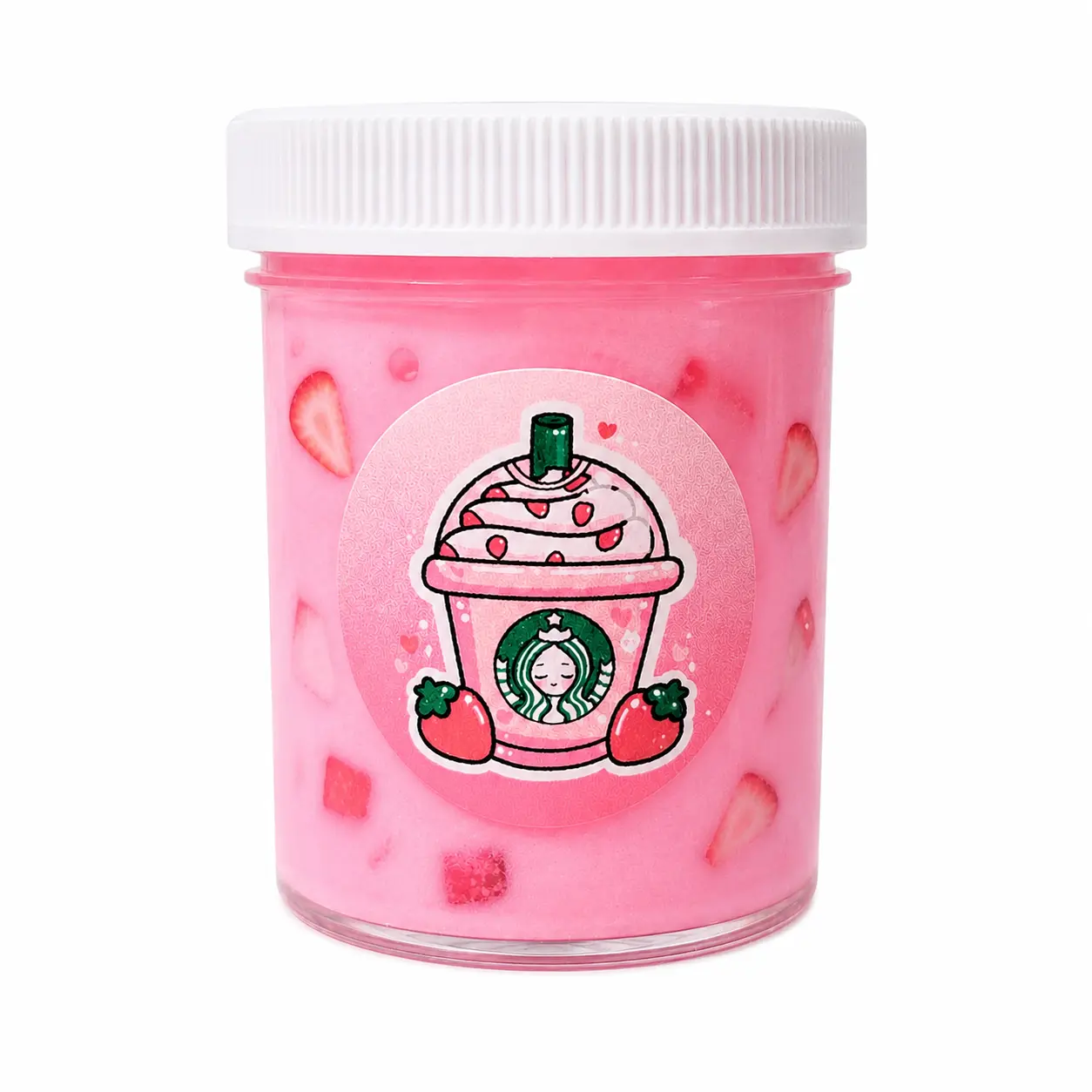 Pink Drink Slime Toy - Thick, Glossy, Smooth, Clicky, Tropical Strawberry Coconut Scented Stress Relief Relaxing Novelty Slime Toy