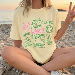 Comfort Colors Lake Days Shirt, Summer Shirt, Boating T-Shirt, River Life, lake Lover Gifts, Summer Vacation Graphic Tee, Trendy Summer Top