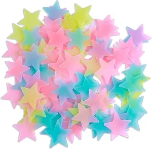 Glow-in-the-Dark Star Wall Stickers 100pcs, Fluorescent Noctilucent Decals for Kids Bedroom Ceiling Art, Multicolor Home Decor for Nursery & Room