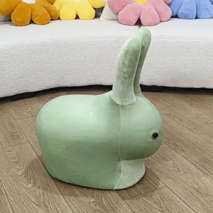 Cartoon Bunny Stool Rabbit Cozy Chair Kids Rolling Ottoman Footstool with Wheels
