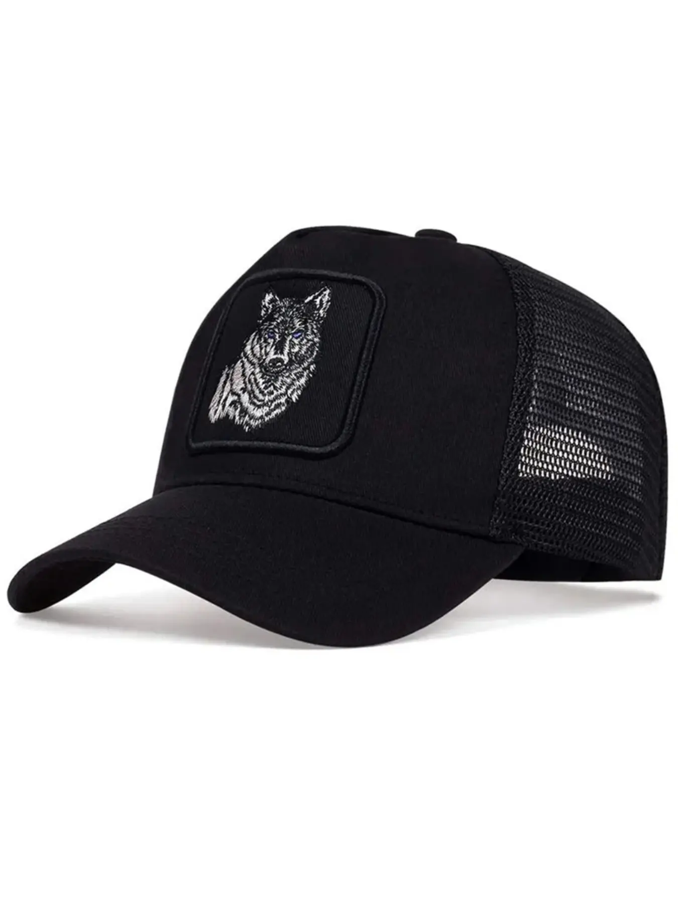 Men's Wolf Pattern Adjustable Snapback Trucker Hat, Fashion Casual Hat, Suitable for All Seasons, Sports and Daily Wear, Unique Design for Outdoor Activities, Fitted Snapback, Baseball Cap Adjustable, Fitted Snapback Hats