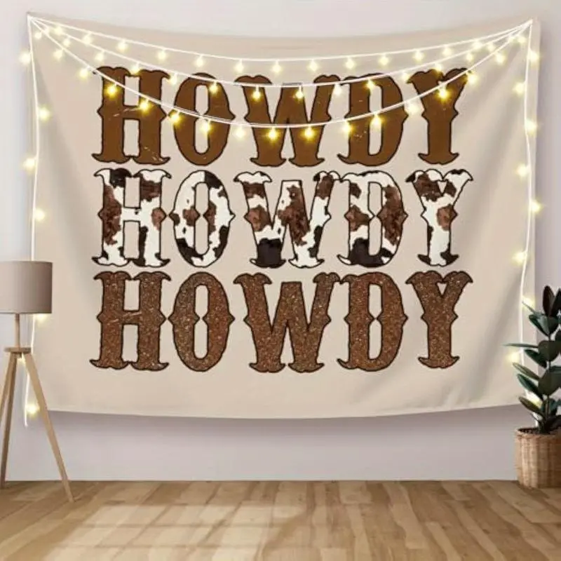 Howdy Western Cow Print Tapestry Wall Hanging, Cowgirl Room Decor, Country Western Wall Blanket Decor For Home Living Room Bedroom Room Dorm Decoration Items Vintageroomdecor bedroom decor mens room decor bedroom decorations cool stuff for your bedroom ti