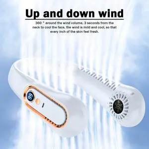 Wearable Five-Speed Leafless Neck Fan, USB Rechargeable, Indoor/outdoor Use, Touch Control & Display, Perfect Gift for Father's Day, Rechargeable Portable Fan, Wearable Personal Fan