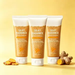 Turmeric Facial Scrub Gentle Daily Exfoliator with Natural Turmeric Extract, Boosts Radiance for Dull Complexion, Improves Look of Dark Spots & Acne Marks, Unclogs Pores & Minimizes Blackheads, Calms Visible Red Sensitive Skin