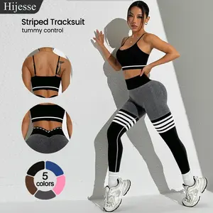 Hijesse Women's High-Stretch Seamless Sports Bra & Leggings Set High Waist Slimming Peach Booty Skin-Friendly Fabric Bodycon Shapewear Casual Versatile Layerable All Season Tight Fit Sporty