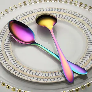 Rainbow Soup Spoon 2 Pieces, Stainless Steel Tablespoon, Tablespoon, Spoon Cutlery for Home, Restaurant, Hotel, Daily Use, Dishwasher Safe