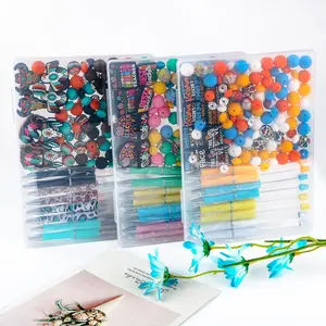 Silicone Beads Kit, 136pcs/box Colorful Bead Assortment, DIY Mix Beads & Accessories, DIY Jewelry Making Supplies for Bracelet Necklace Earrings Pendant, Jewelry Making Kit