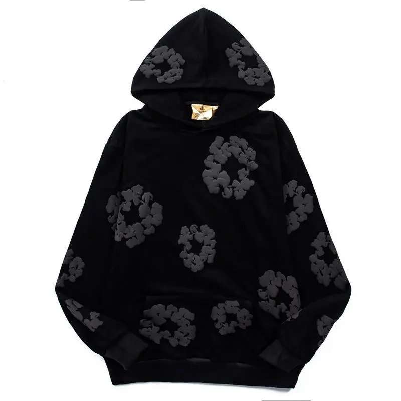 Denim Hoodie Women Floral Hoodie Youth Puff Print Set Sweatshirt Teen Fashion Designer Spring Clothing Cute Top Unisex Sweater Casual Classic Long Sleeve Womenswear