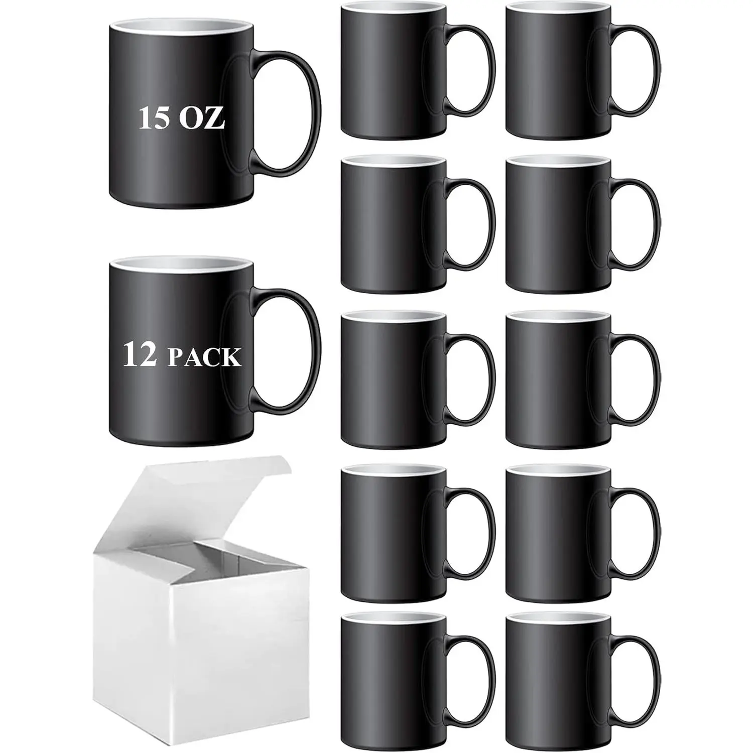 Color Changing Mugs, Sublimation Mugs Black Color Changing Coffee Mugs Heat  Coffee Mugs Tazas Magicas Para Sublimacion 15 OZ With Box Set of 12
