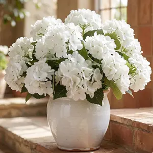Daynight 4 Pcs Hydrangea Artificial Flowers Outdoor Silk Bouquets, UV Resistant Faux Hydrangeas Flowers for Table Vase Centerpieces Outside Party Wedding B