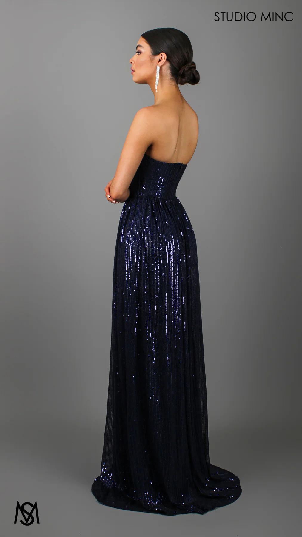 Sequin Slit Maxi Ball Gown | Strapless Prom Dress Women