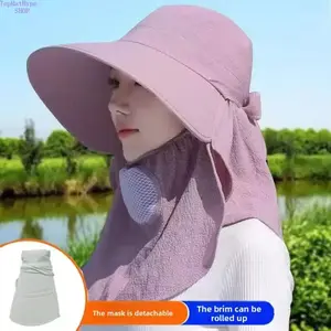 Sunscreen cap, windproof and dustproof, face and neck protection, female cycling summer sun hat outdoor