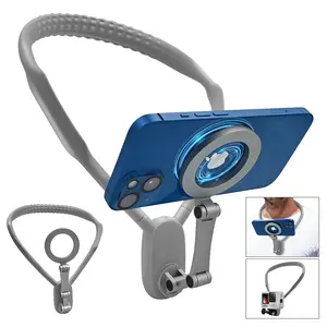 Magnetic Neck Mount for Phones - Hands-Free POV/Vlog Holder, Chest Strap for iPhone 16 15 14 13, Android, Action Cameras, and Smartphone Accessories