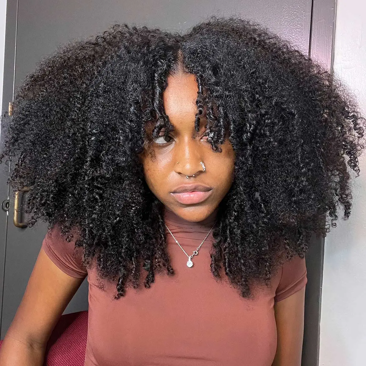 OQ HAIR V Part Wig Human Hair Afro Kinky Curly Wig No Leave Out Thin Part Beginner Friendly
