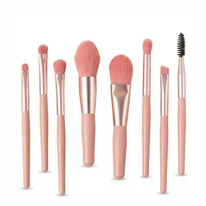 8Pcs Pink Makeup Brush Set with Bag - Soft Synthetic Bristles for Beginners, Makeup Brushes Set