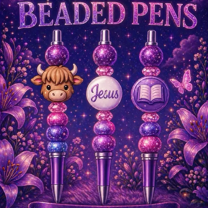 Custom Beaded Pens - Cute & Unique Writing Stationery for Students & Professionals - Always Fresh Office Supplies - Versatile Study Tool