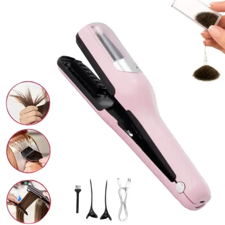Rechargeable Cordless Split End Trimmer, Hair Clipper Styling Tool for Dry, Damaged, Brittle, Curly, Frizzy, or Straight Hair, Remove Damaged Hair & Repair Hair, Professional Hair Beauty Tool for Women & Girls