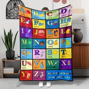 Multi-functional letter-pattern fleece blanket - The perfect gift for beginners, ideal for naps, sofas, camping and traveling - Durable, comfortable all year round, wearable blanket