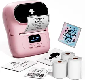 Phomemo Label Maker - M110 Address Label Printer Bluetooth Thermal Printer for Business, Office, School, Home Use, Barcode, Logo, Clothing Labels with 3 Labels