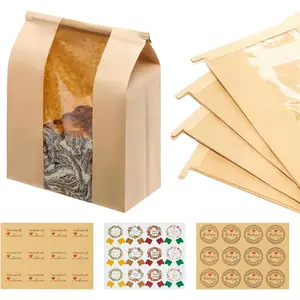 120 Pack Large  Paper Bread Loaf Bag with Tin Tie Tab Lock ,for Homemade Bread Loaf Bags 14" x 8.3" x 3.5",Sourdough Bread Bags with Clear Front Window for Baked  Packaging Storage. (120)