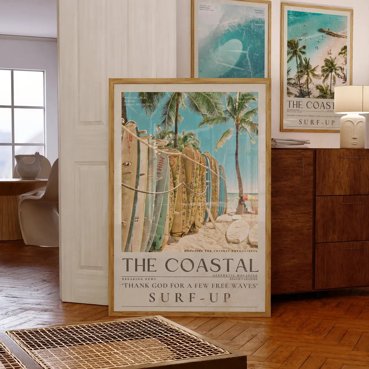 Coastal Life Beach Surf Print, Vintage 70's Newspaper Wall Art, Chic Surfer Poster, Coastal Life Surf up Magazine Cover Artwork, Surfer Gift