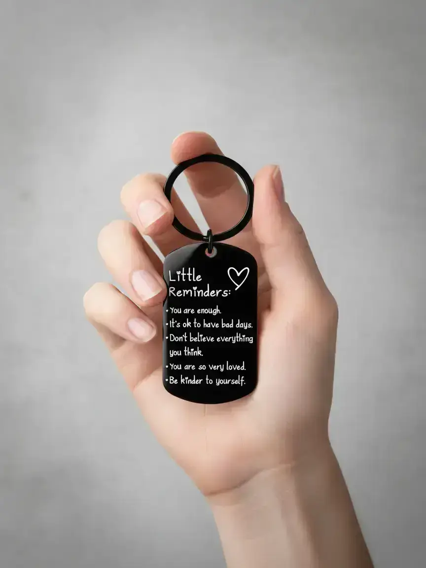 Little Reminders Trendy Cute Keychain Accessory Inspiration Gifts for Women Men Affirmation Uplifting Mental Health You Are Enough Keyring Jewelry Stylish Keychain